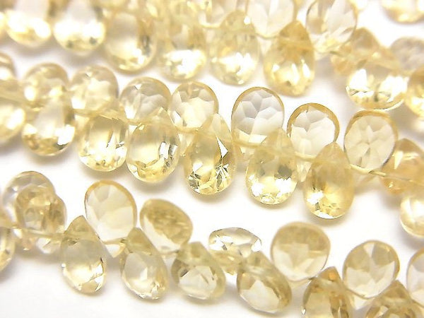 [Video]High Quality Citrine AAA- Pear shape Faceted 1strand beads (aprx.6inch/16cm)