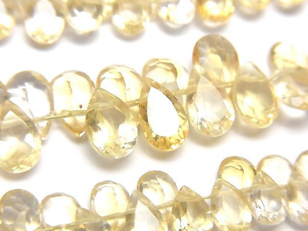 [Video]High Quality Citrine AAA- Pear shape Faceted 1strand beads (aprx.7inch/18cm)