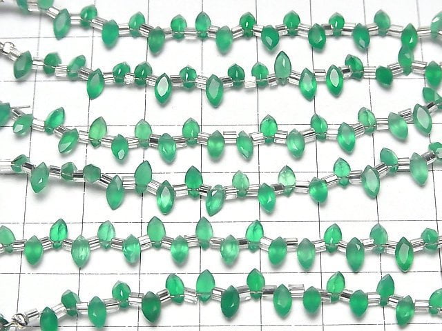 [Video]High Quality Green Onyx AAA Marquise Faceted 6x3mm 1strand (18pcs )