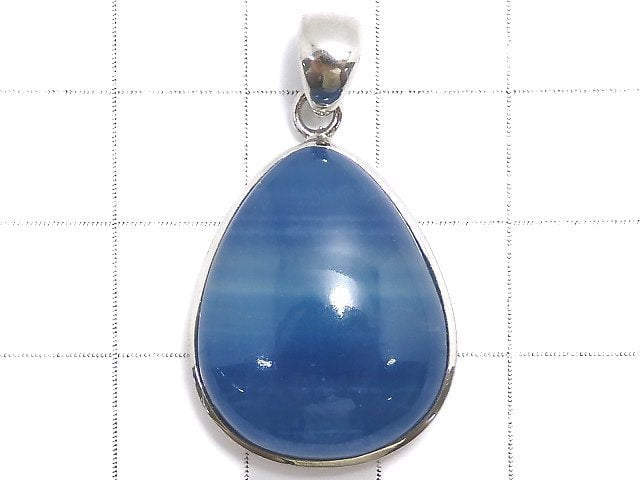[Video][One of a kind] Natural Blue Calcite AAA Pendant Silver925 NO.23