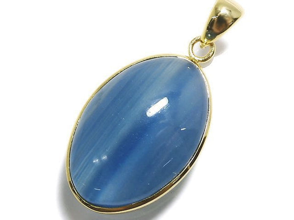 [Video][One of a kind] Natural Blue Calcite AAA Pendant 18KGP NO.32