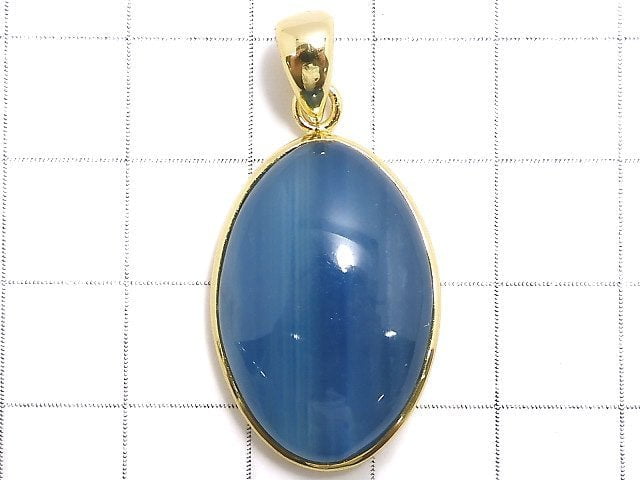 [Video][One of a kind] Natural Blue Calcite AAA Pendant 18KGP NO.32