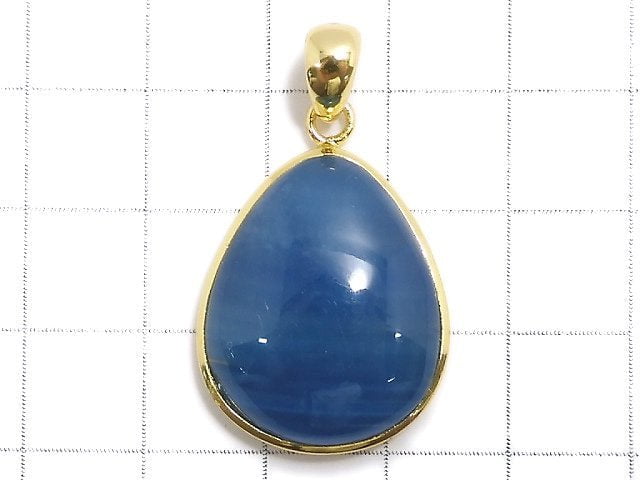 [Video][One of a kind] Natural Blue Calcite AAA Pendant 18KGP NO.34