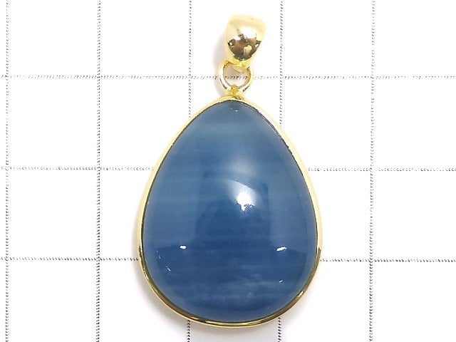 [Video][One of a kind] Natural Blue Calcite AAA Pendant 18KGP NO.37