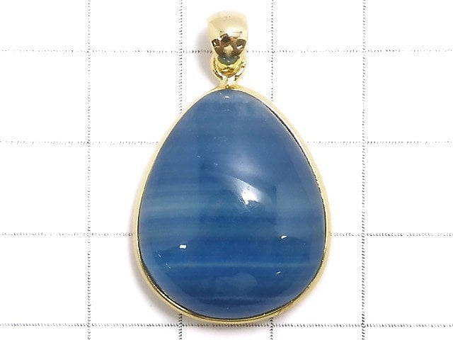 [Video][One of a kind] Natural Blue Calcite AAA Pendant 18KGP NO.38