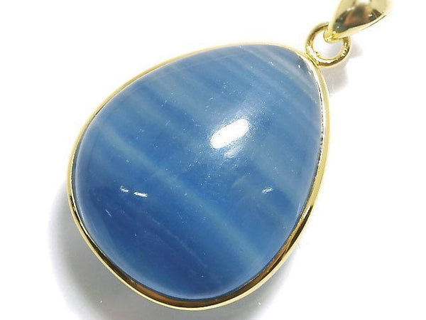 [Video][One of a kind] Natural Blue Calcite AAA Pendant 18KGP NO.39