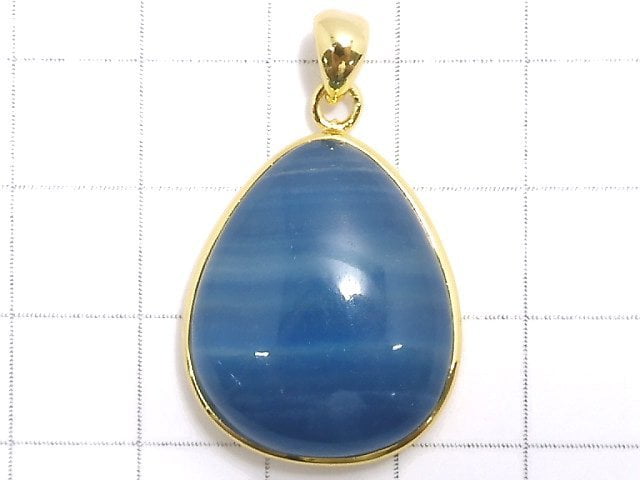[Video][One of a kind] Natural Blue Calcite AAA Pendant 18KGP NO.39