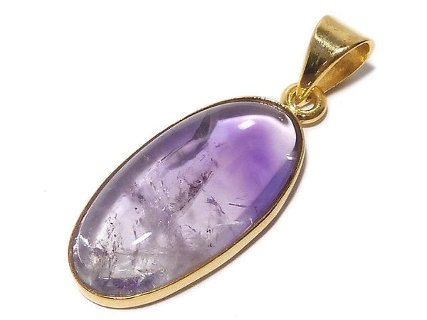 [Video][One of a kind] High Quality Bi-color Amethyst AAA- Pendant 18KGP NO.49