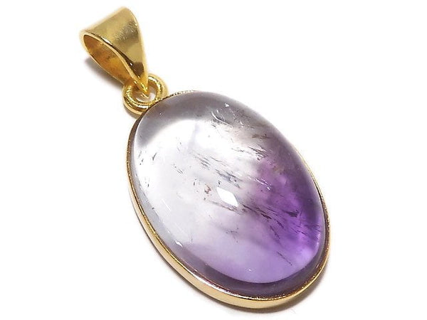 [Video][One of a kind] High Quality Bi-color Amethyst AAA- Pendant 18KGP NO.52