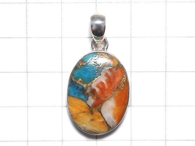[Video][One of a kind] Oyster Copper Turquoise AAA Pendant Silver925 NO.4