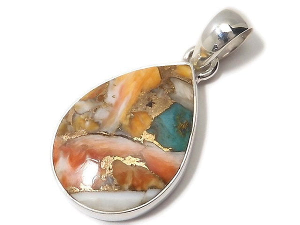 [Video][One of a kind] Oyster Copper Turquoise AAA Pendant Silver925 NO.5