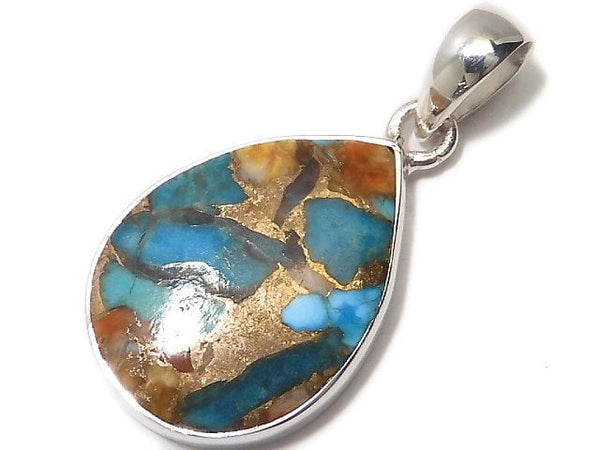 [Video][One of a kind] Oyster Copper Turquoise AAA Pendant Silver925 NO.7