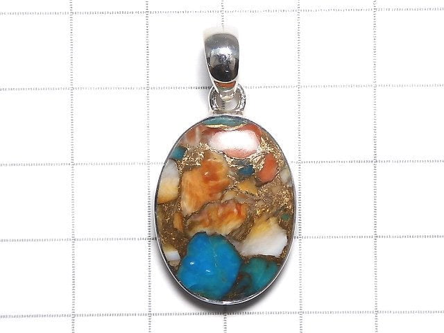 [Video][One of a kind] Oyster Copper Turquoise AAA Pendant Silver925 NO.8