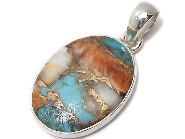 [Video][One of a kind] Oyster Copper Turquoise AAA Pendant Silver925 NO.10