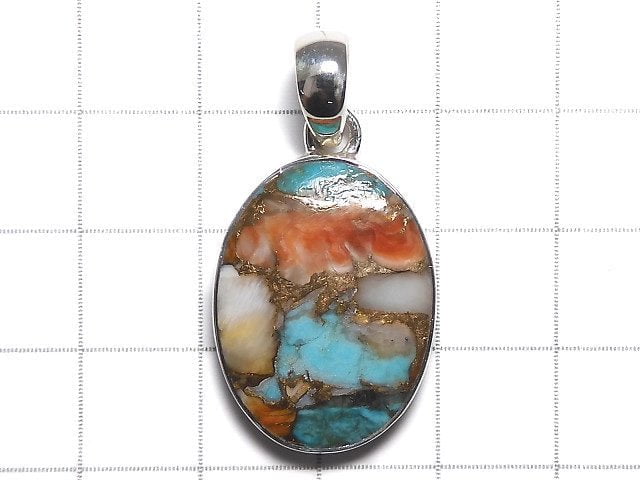 [Video][One of a kind] Oyster Copper Turquoise AAA Pendant Silver925 NO.10