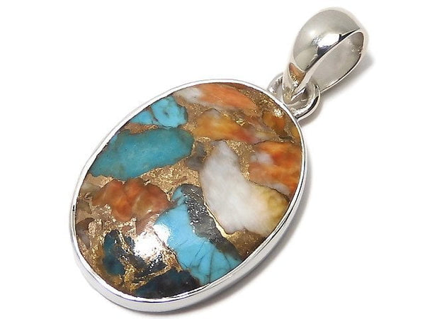 [Video][One of a kind] Oyster Copper Turquoise AAA Pendant Silver925 NO.12