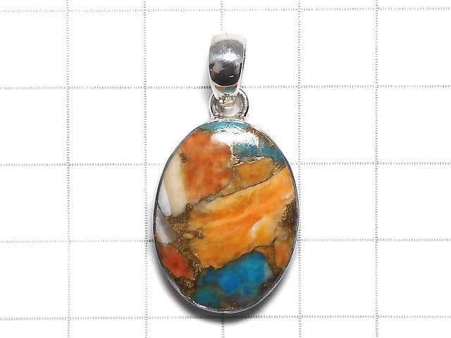 [Video][One of a kind] Oyster Copper Turquoise AAA Pendant Silver925 NO.14