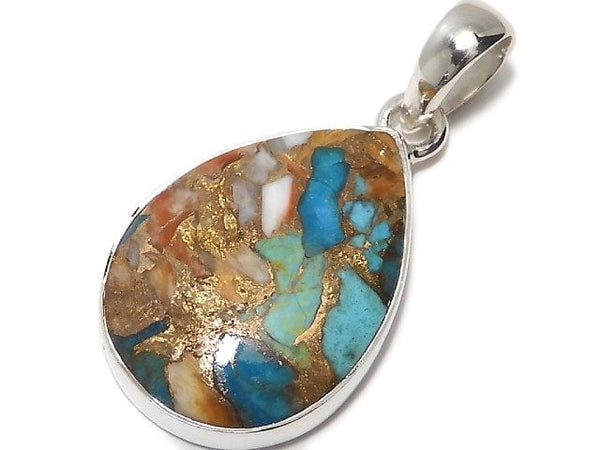 [Video][One of a kind] Oyster Copper Turquoise AAA Pendant Silver925 NO.15