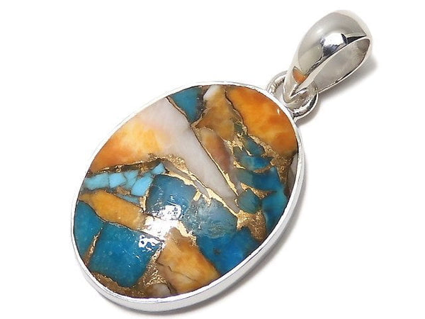 [Video][One of a kind] Oyster Copper Turquoise AAA Pendant Silver925 NO.16