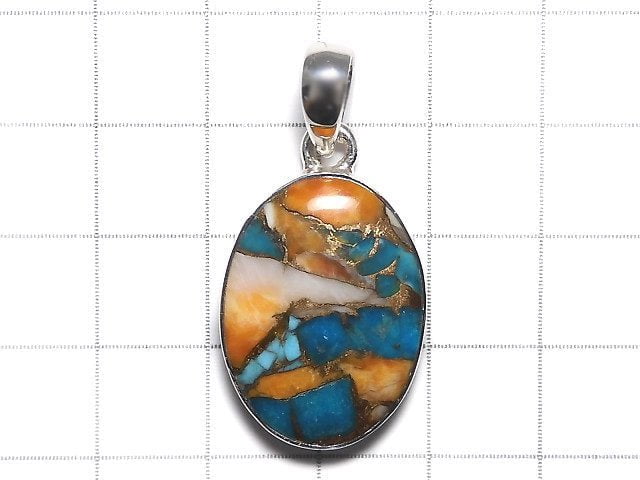 [Video][One of a kind] Oyster Copper Turquoise AAA Pendant Silver925 NO.16