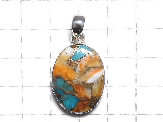 [Video][One of a kind] Oyster Copper Turquoise AAA Pendant Silver925 NO.18
