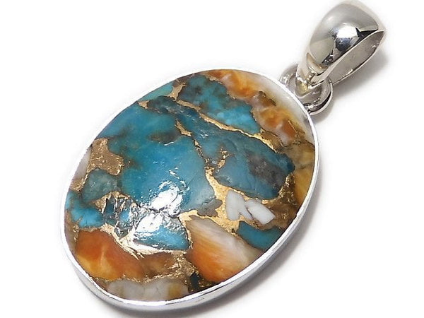 [Video][One of a kind] Oyster Copper Turquoise AAA Pendant Silver925 NO.19