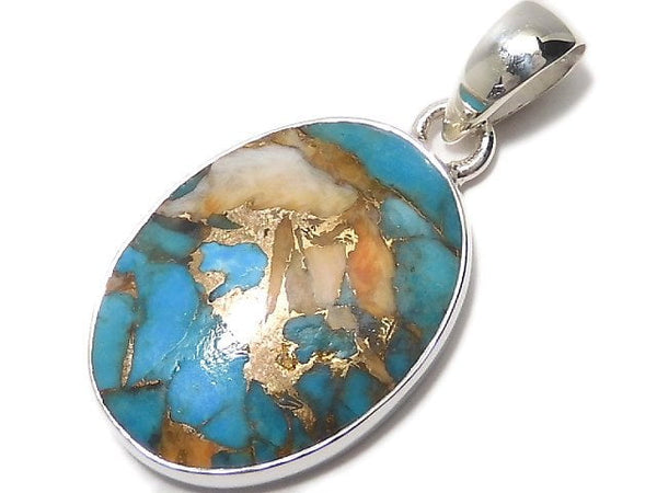[Video][One of a kind] Oyster Copper Turquoise AAA Pendant Silver925 NO.20