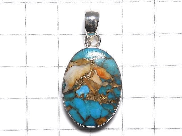 [Video][One of a kind] Oyster Copper Turquoise AAA Pendant Silver925 NO.20