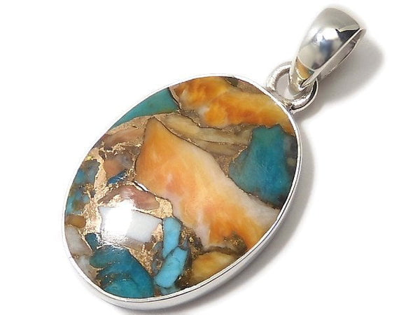 [Video][One of a kind] Oyster Copper Turquoise AAA Pendant Silver925 NO.21