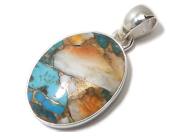 [Video][One of a kind] Oyster Copper Turquoise AAA Pendant Silver925 NO.22