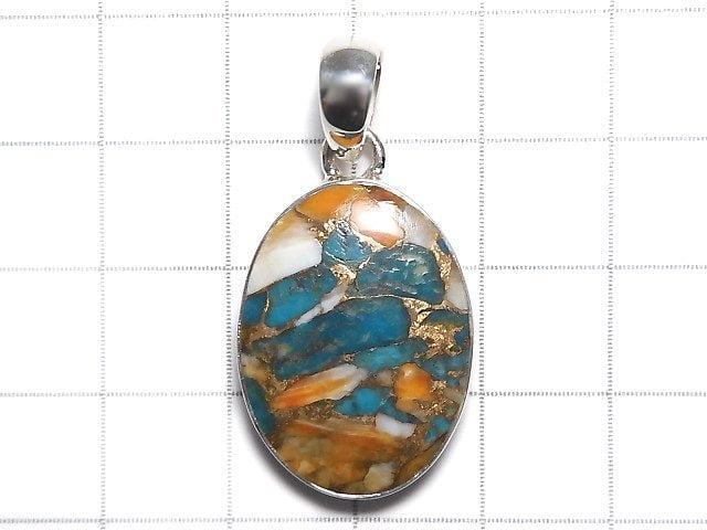[Video][One of a kind] Oyster Copper Turquoise AAA Pendant Silver925 NO.23