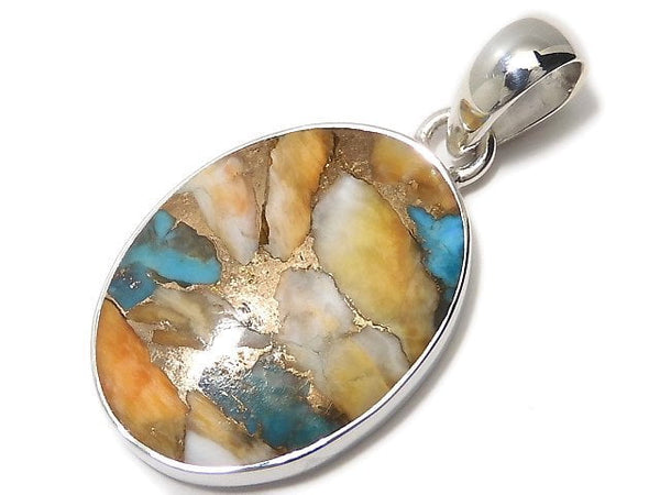 [Video][One of a kind] Oyster Copper Turquoise AAA Pendant Silver925 NO.24
