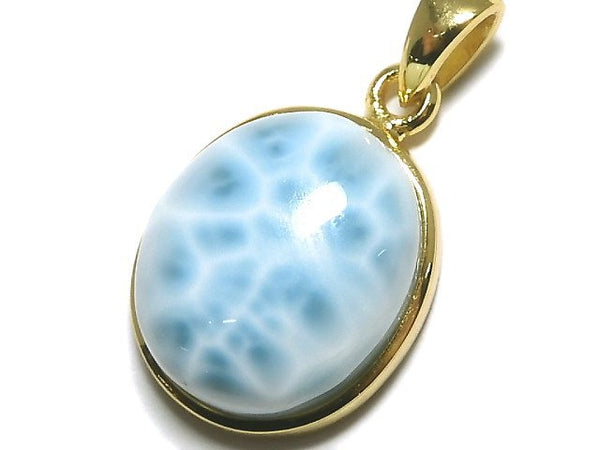 [Video][One of a kind] High Quality Larimar Pectolite AAA Pendant 18KGP NO.83