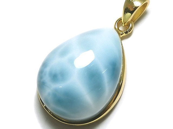 [Video][One of a kind] High quality Larimar Pectolite AAA Pendant 18KGP NO.84