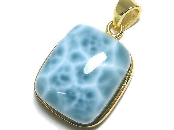 [Video][One of a kind] High Quality Larimar Pectolite AAA Pendant 18KGP NO.86