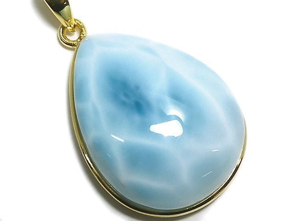 [Video][One of a kind] High Quality Larimar Pectolite AAA Pendant 18KGP NO.87