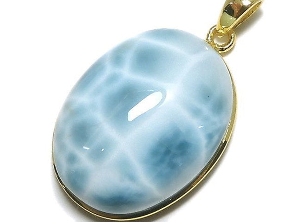 [Video][One of a kind] High Quality Larimar Pectolite AAA Pendant 18KGP NO.88