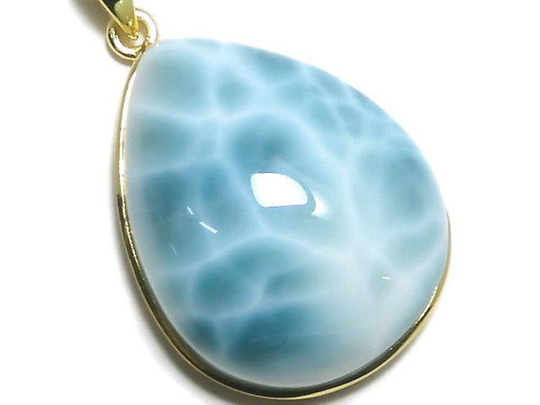 [Video][One of a kind] High Quality Larimar Pectolite AAA Pendant 18KGP NO.89