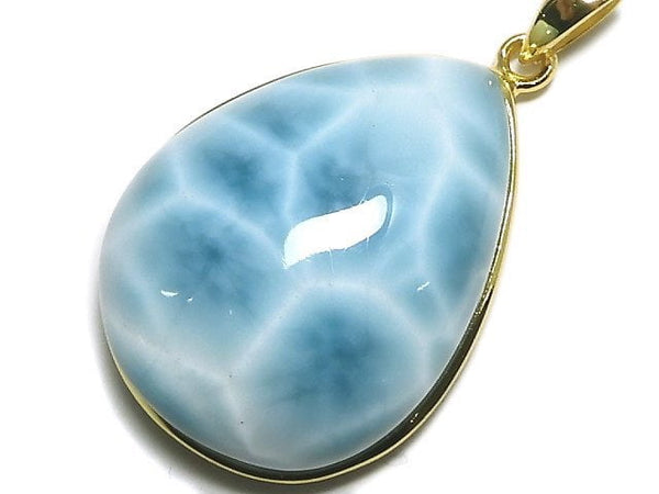 [Video][One of a kind] High Quality Larimar Pectolite AAA Pendant 18KGP NO.90