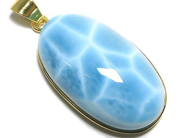 [Video][One of a kind] High quality Larimar Pectolite AAA Pendant 18KGP NO.91