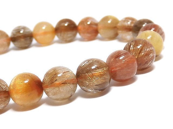 [Video][One of a kind] Multi color Rutilated Quartz AAA Round 7.5mm Bracelet NO.377