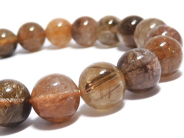 [Video][One of a kind] Multi color Rutilated Quartz AAA- Round 9.5mm Bracelet NO.388