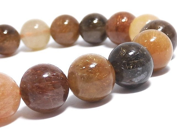 [Video][One of a kind] Multi color Rutilated Quartz AAA Round 10.5mm Bracelet NO.390