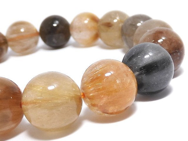 [Video][One of a kind] Multi color Rutilated Quartz AAA- Round 12mm Bracelet NO.393