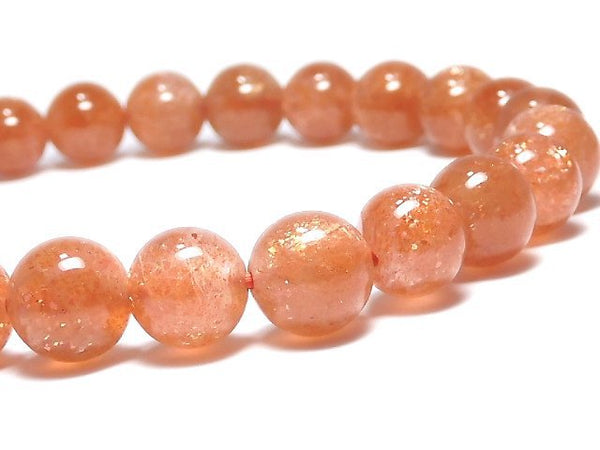 [Video][One of a kind] High Quality Sunstone AAA+ Round 7.5mm Bracelet NO.102