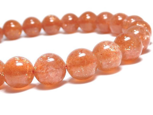 [Video][One of a kind] High Quality Sunstone AAA+ Round 8mm Bracelet NO.103