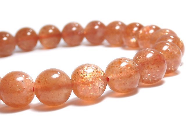[Video][One of a kind] High Quality Sunstone AAA+ Round 8mm Bracelet NO.104