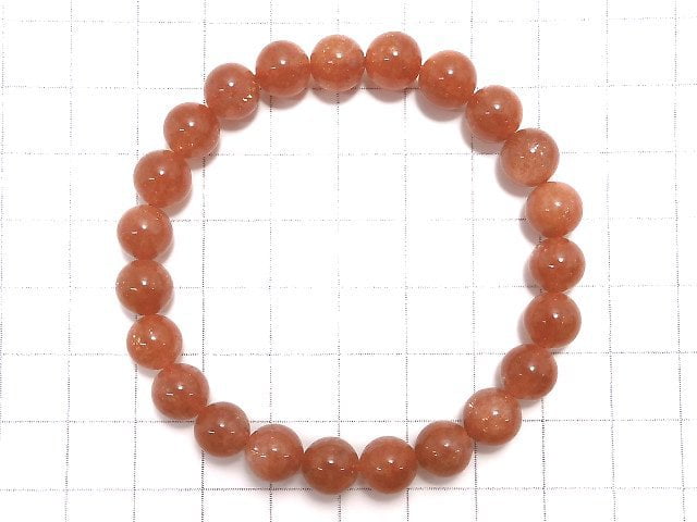[Video][One of a kind] High Quality Sunstone AAA+ Round 8mm Bracelet NO.107