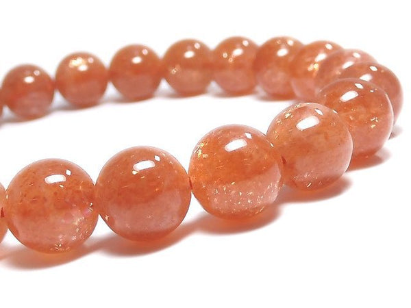[Video][One of a kind] High Quality Sunstone AAA+ Round 8.5mm Bracelet NO.108