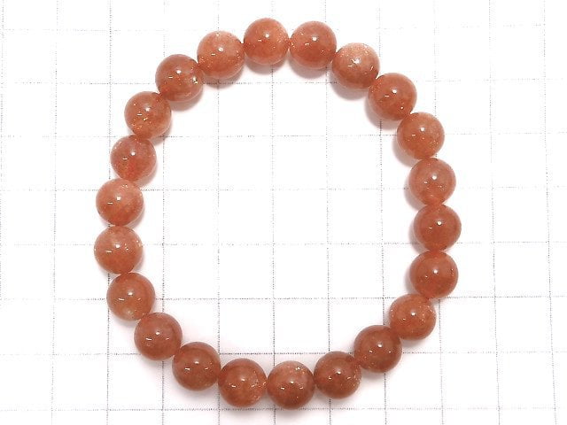 [Video][One of a kind] High Quality Sunstone AAA+ Round 8.5mm Bracelet NO.108